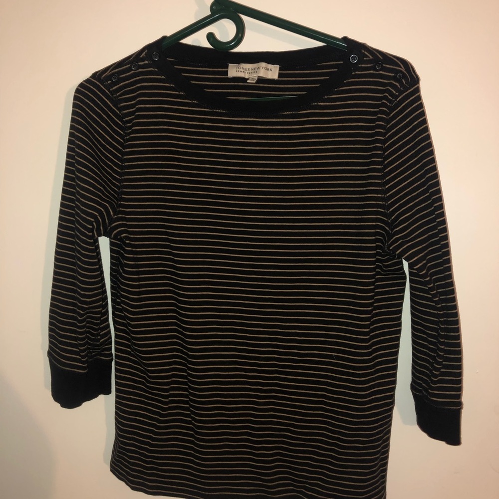 cropped sleeve striped tee